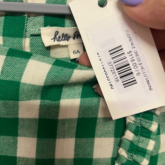 Hello Simone Kids Green Checkered Dress - Picture 2 of 4